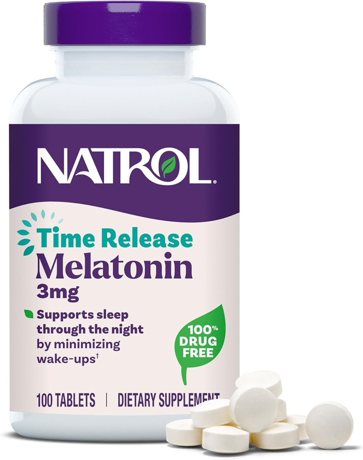 Natrol Sleep - Melatonina 3mg Time release, 100 tabletas sin sabor