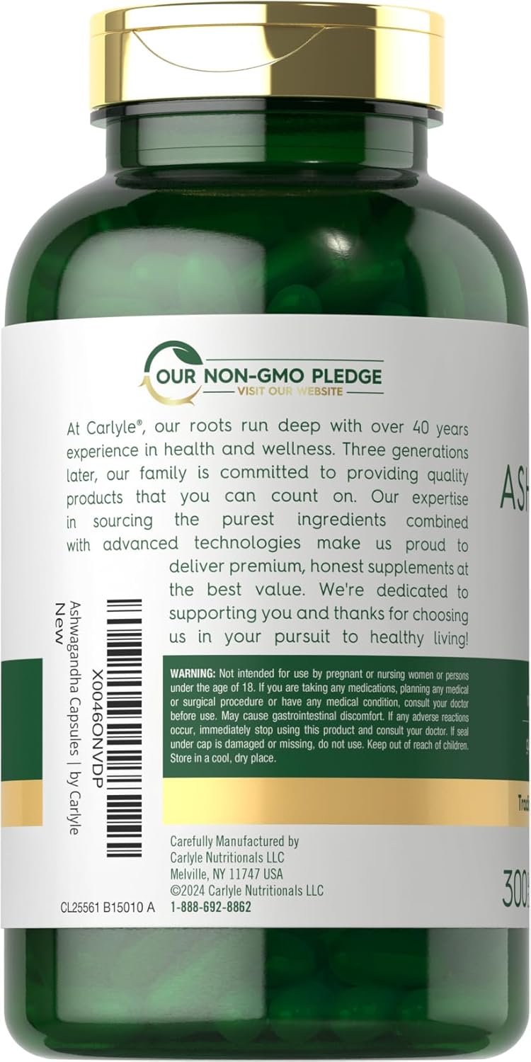 Carlyle Suplemento Ashwagandha de 3000 mg 300 cápsulas