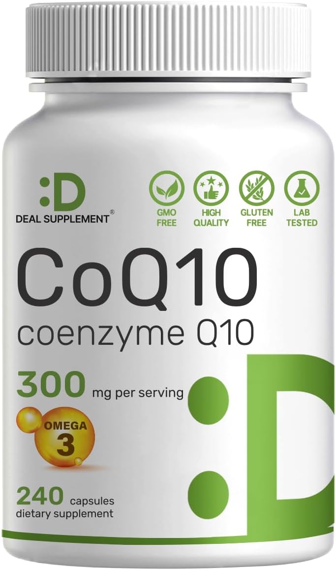 Deal Supplement - Coq10 coenzyme Q10 con Omega 3, 300mg - 240 capsulas