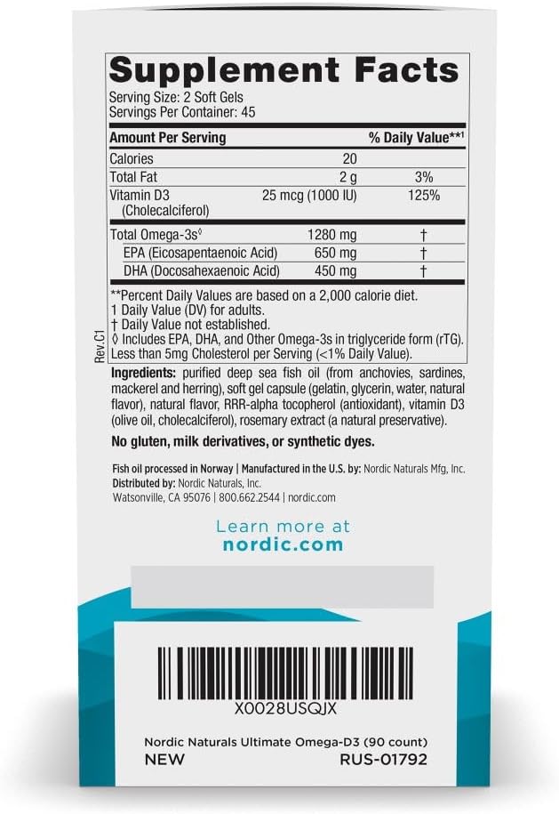 Nordic Naturals - Ultimate Omega- D3, 1280mg - 90 capsulas