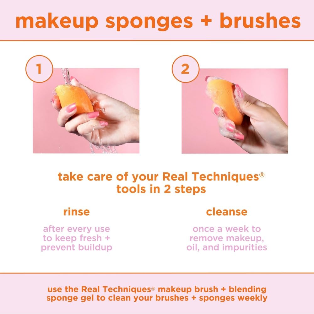 Real Techniques Surtido de esponjas para mezclar para maquillaje, paquete de 6
