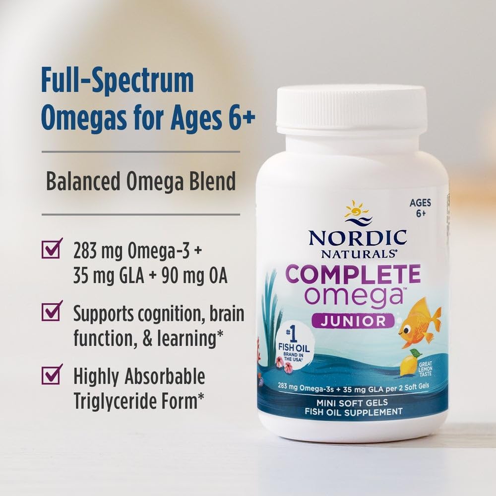 Nordic Naturals - Complete omega junior(283mg omega-3s), 90 mini capsulas sabor a limon