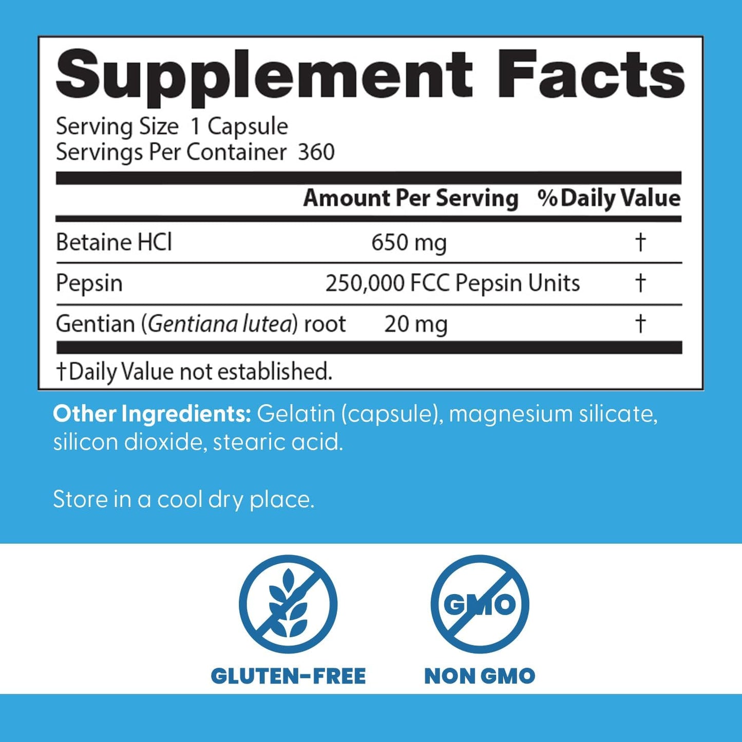 Doctor's Best- Betaine HCI Pepsin & Gentian Bitters, capsulas