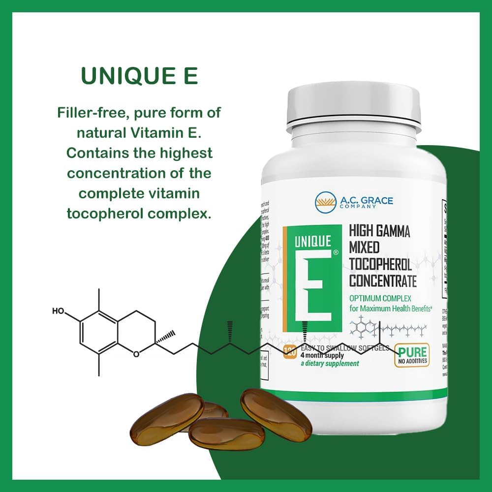 A.C. Grace company-Unique E high gamma mixed tocopherol concentrate, 120 capsulas