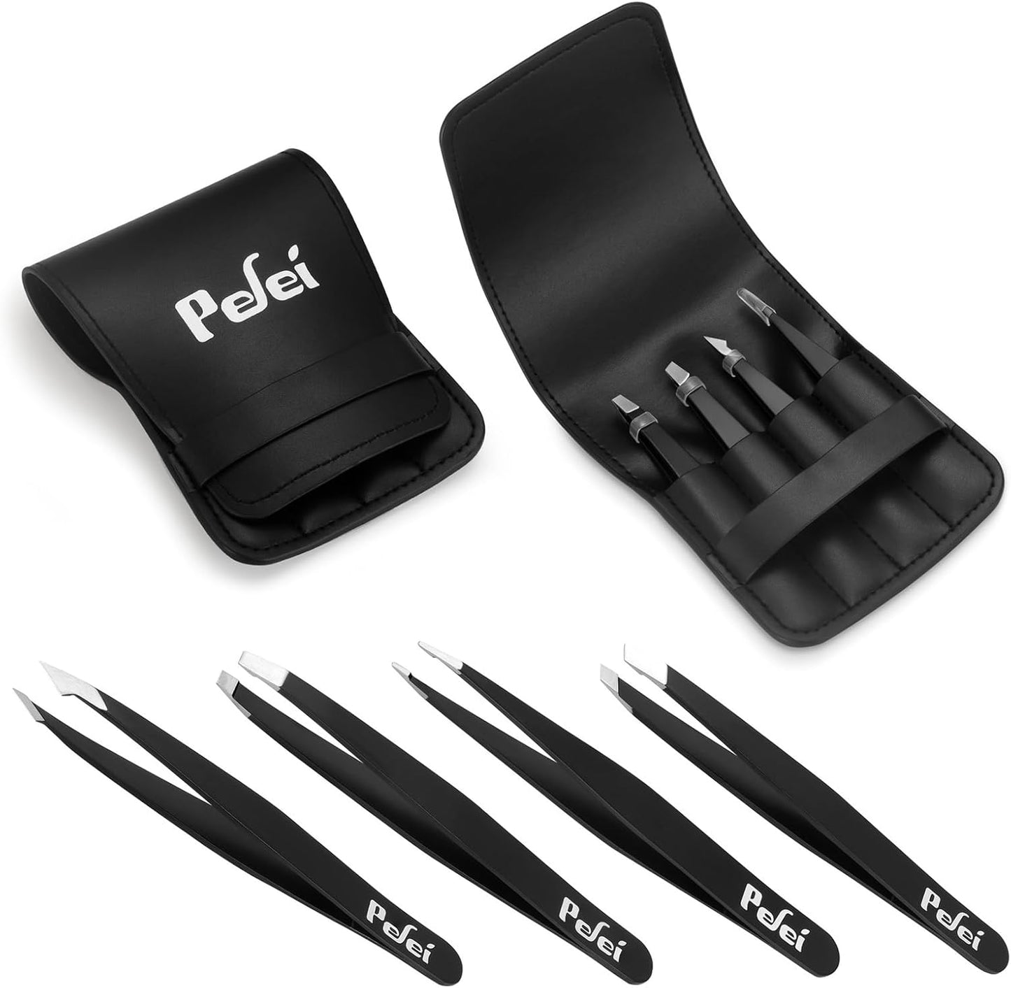 Pinzas Pefei - Pinzas profesionales de acero inoxidable para cejas(4unidades)