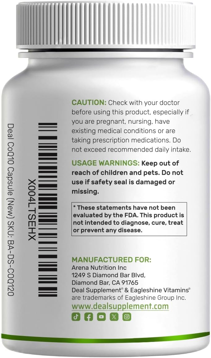 Deal Supplement CoQ10 600 mg, 120 cápsulas