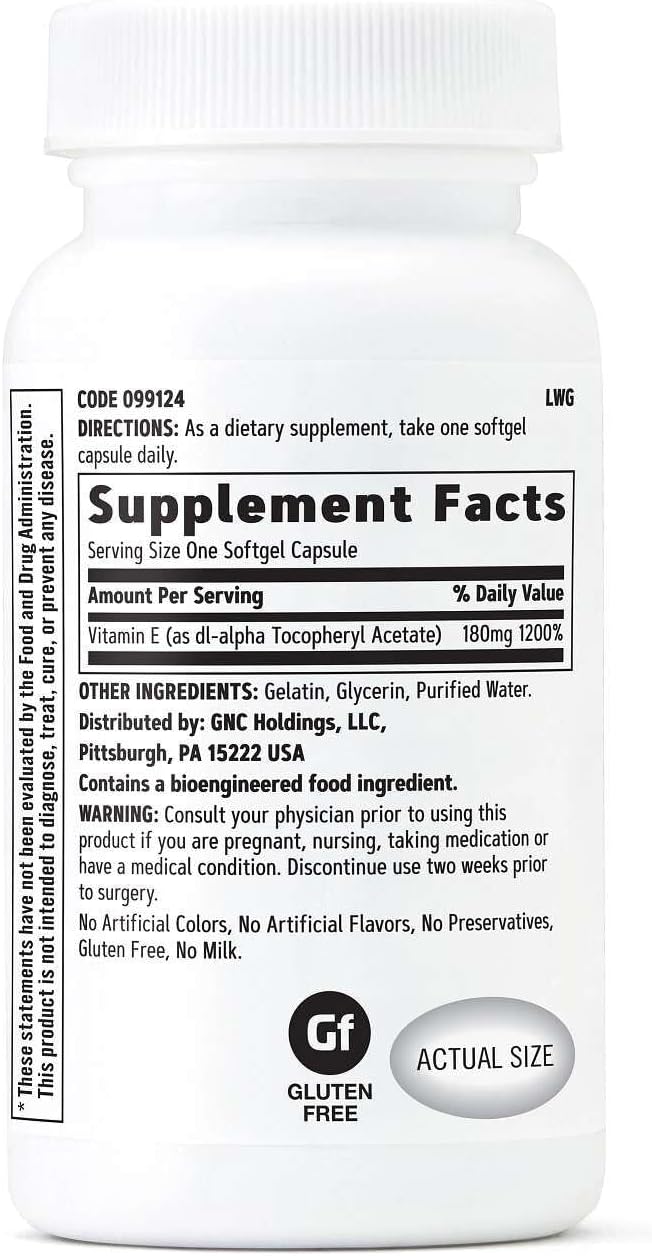 GNC - Vitamina E 180mg, 100 capsulas