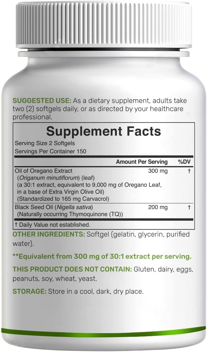 Deal Supplement Aceite de Oregano 9,000mg 4X Carvacrol - 300 Capsulas de Gel.