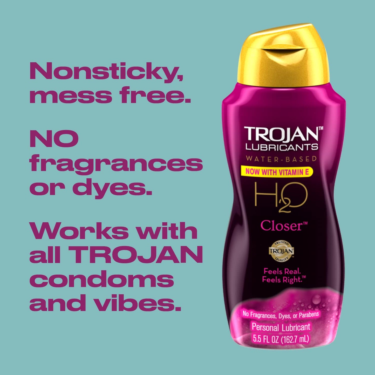 Lubricantes TROJAN Lubricante personal H2O Closer a base de agua 163 ml.