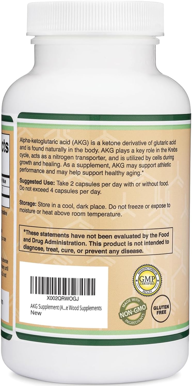 Double Wood - AKG(Alpha-Ketoglutaric Acid), 1000mg - 180 capsulas