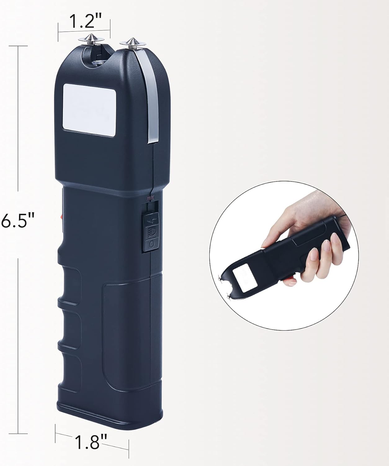 DARTMOOR Pistola de 300,000 V ultrapotente con placas de choque laterales para coche y defensa personal, linterna táctica personalizada