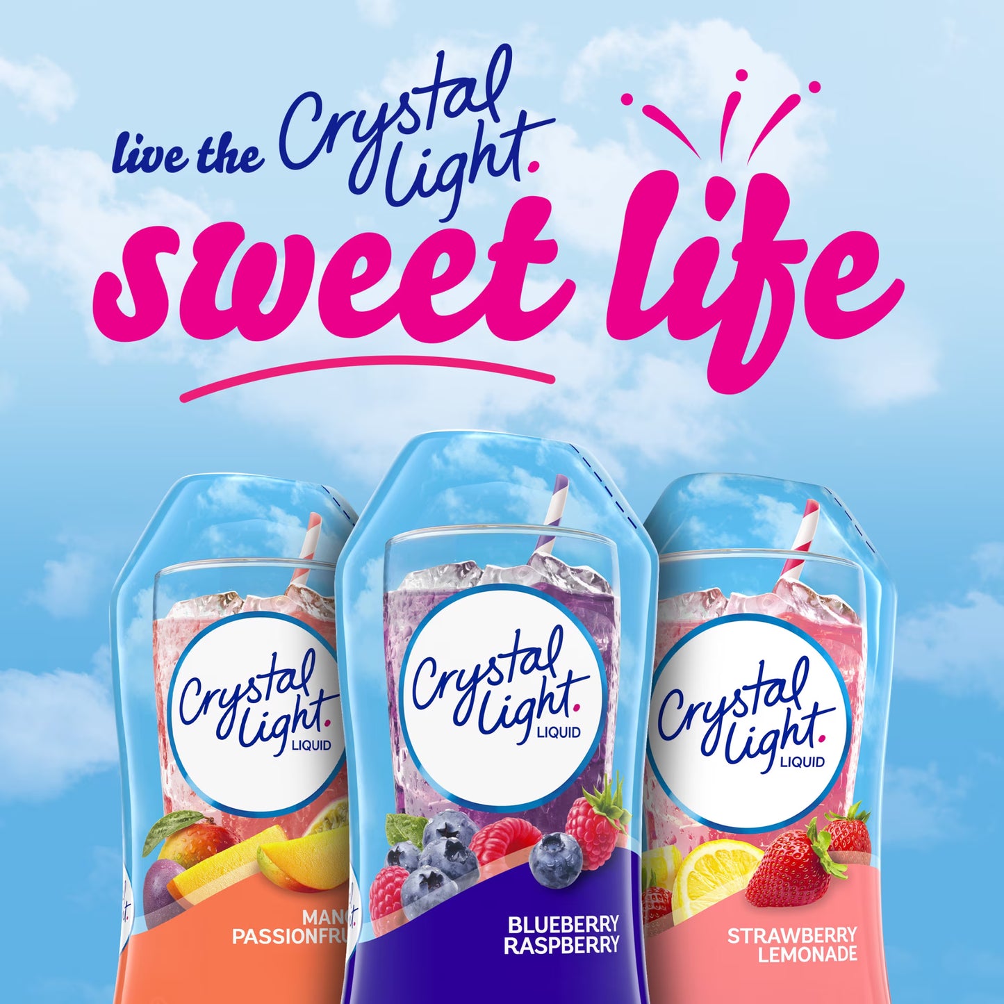 Mezcla líquida para bebida Crystal Light con sabor natural a arándano y frambuesa, botella de 47 gr
