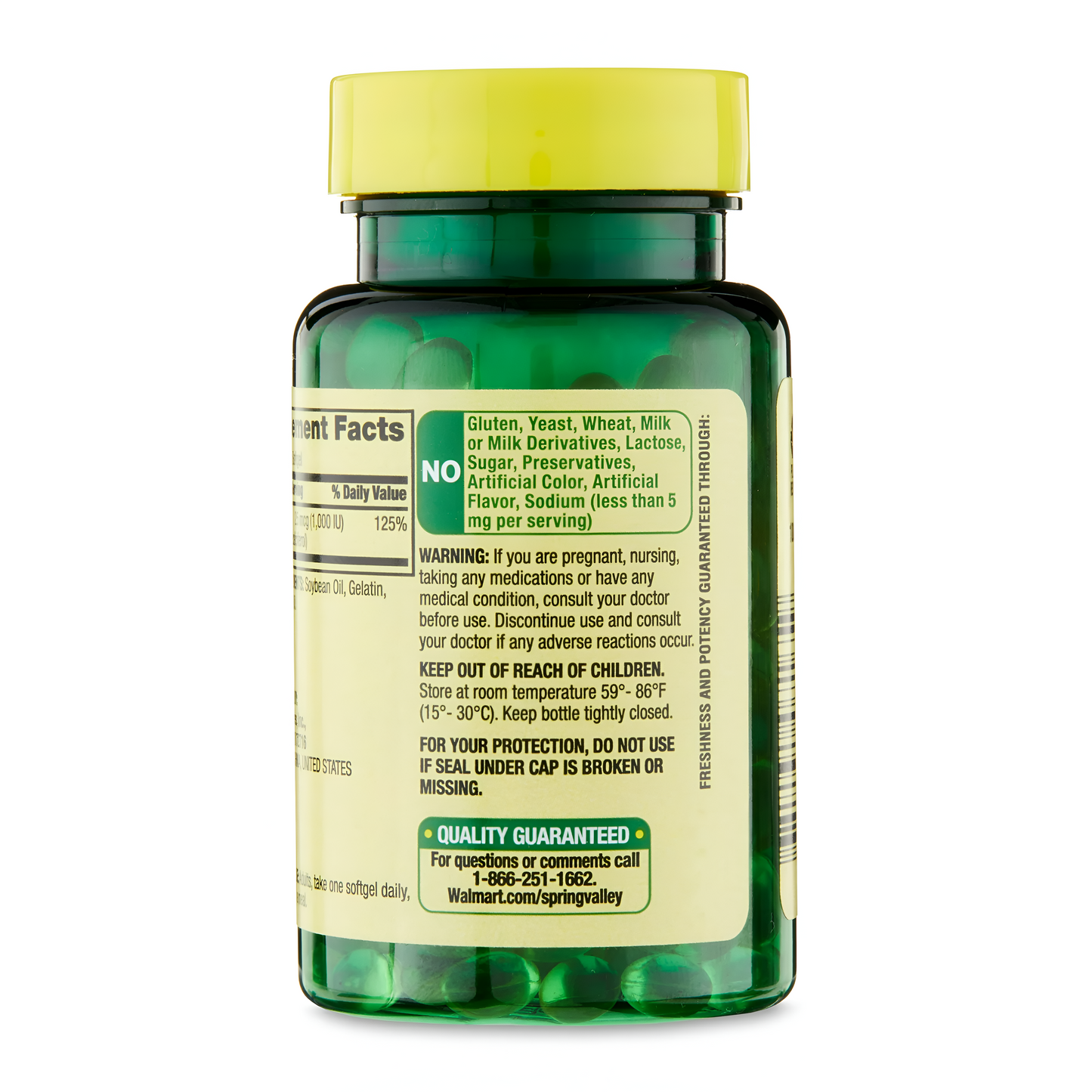 VITAMINA D3 SPRING VALLEY 25 MCG- 1,000 IU - CAPSULAS DE GEL