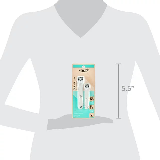 Equate Duo Pack de cortauñas dos tamaños plateado