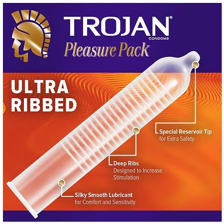 Trojan Pleasure PACK Condones lubricantes 12 unidades