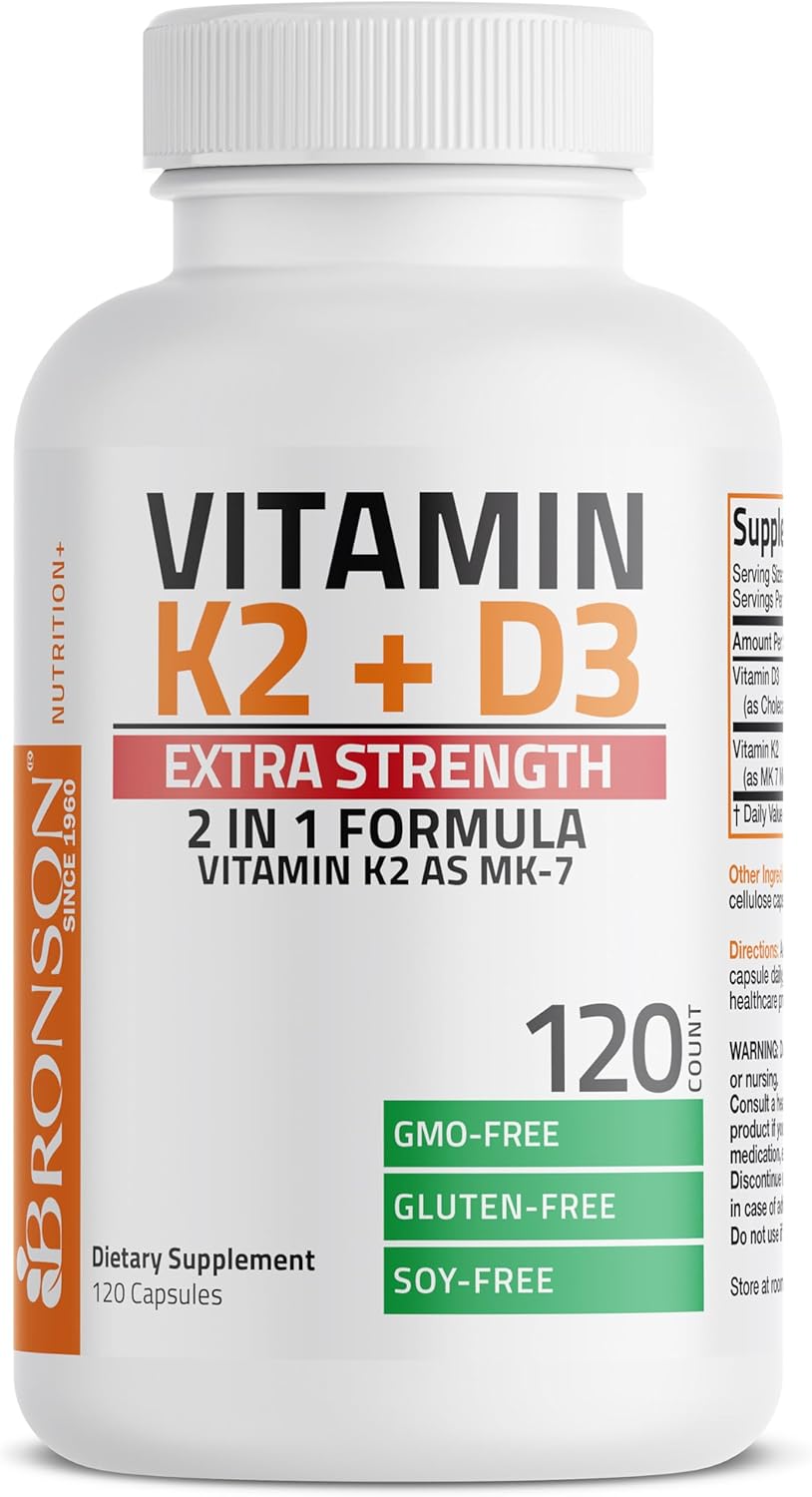Bronson Vitamina K2 (MK7) con suplemento extra fuerte D3 120 capsulas