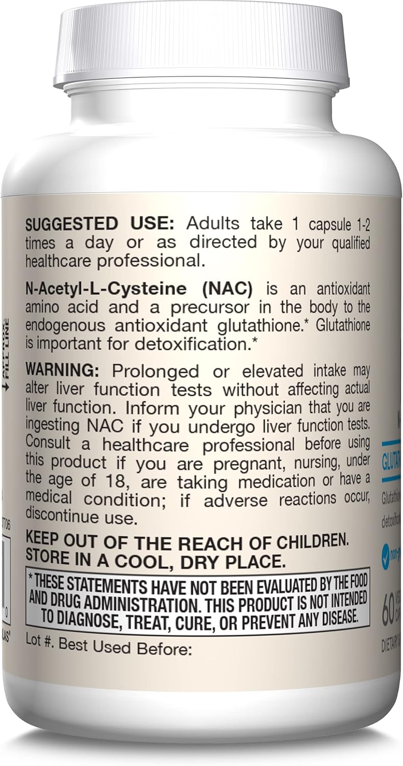 Jarrow Formula Vegetarianas- N-Acetyl L-cysteine(NAC) Glutathiones Precursor, 500mg - 60 capsulas