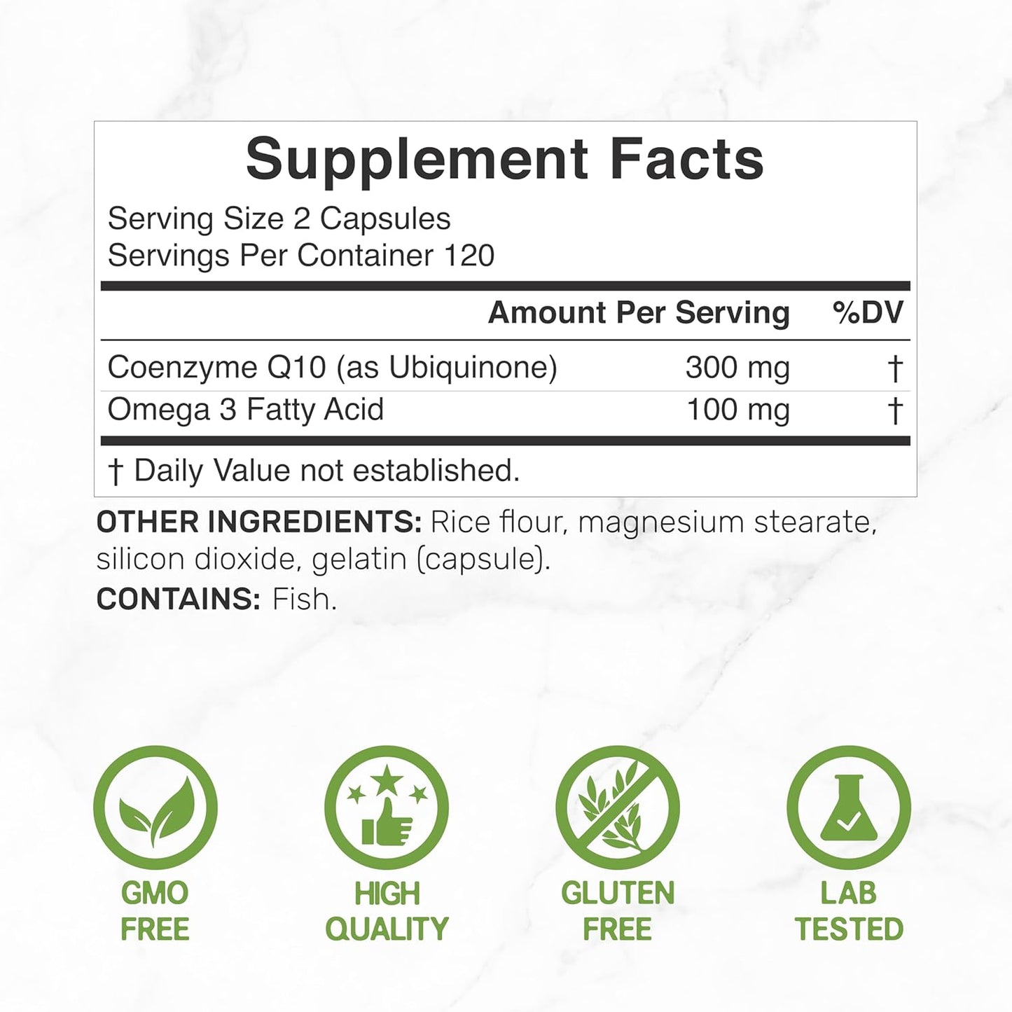 Deal Supplement - Coq10 coenzyme Q10 con Omega 3, 300mg - 240 capsulas