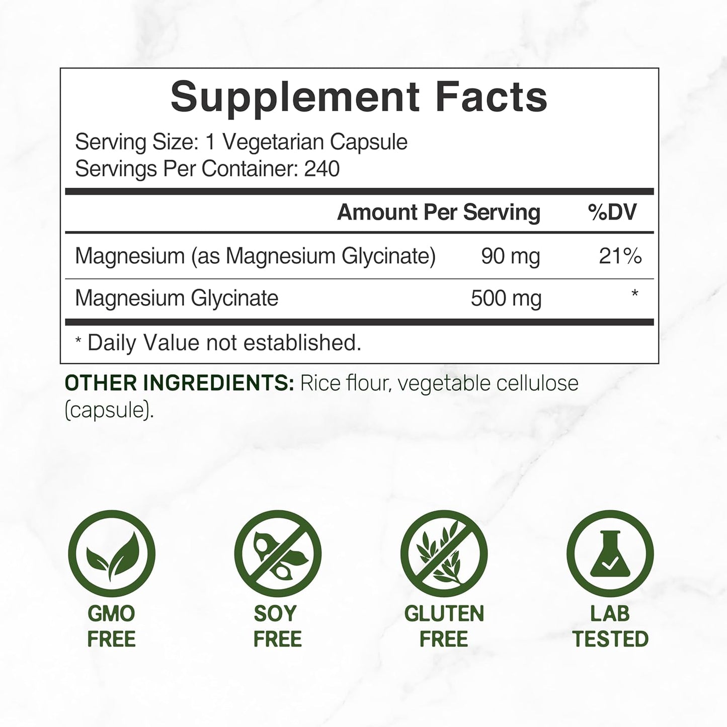 Deal Supplement - Magnesio Glycinate 500mg, 240 capsulas