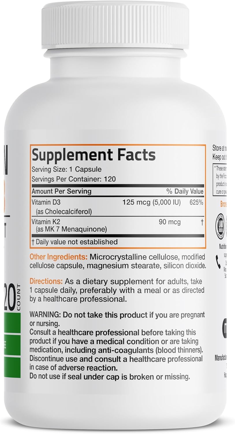Bronson Nutrition Vitamina K2+D3 120 Capsulas