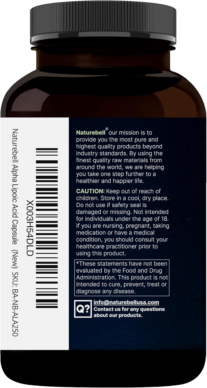 NatureBell Complejo de Ácido Alfa Lipoico, 600mg, 300 Cápsulas
