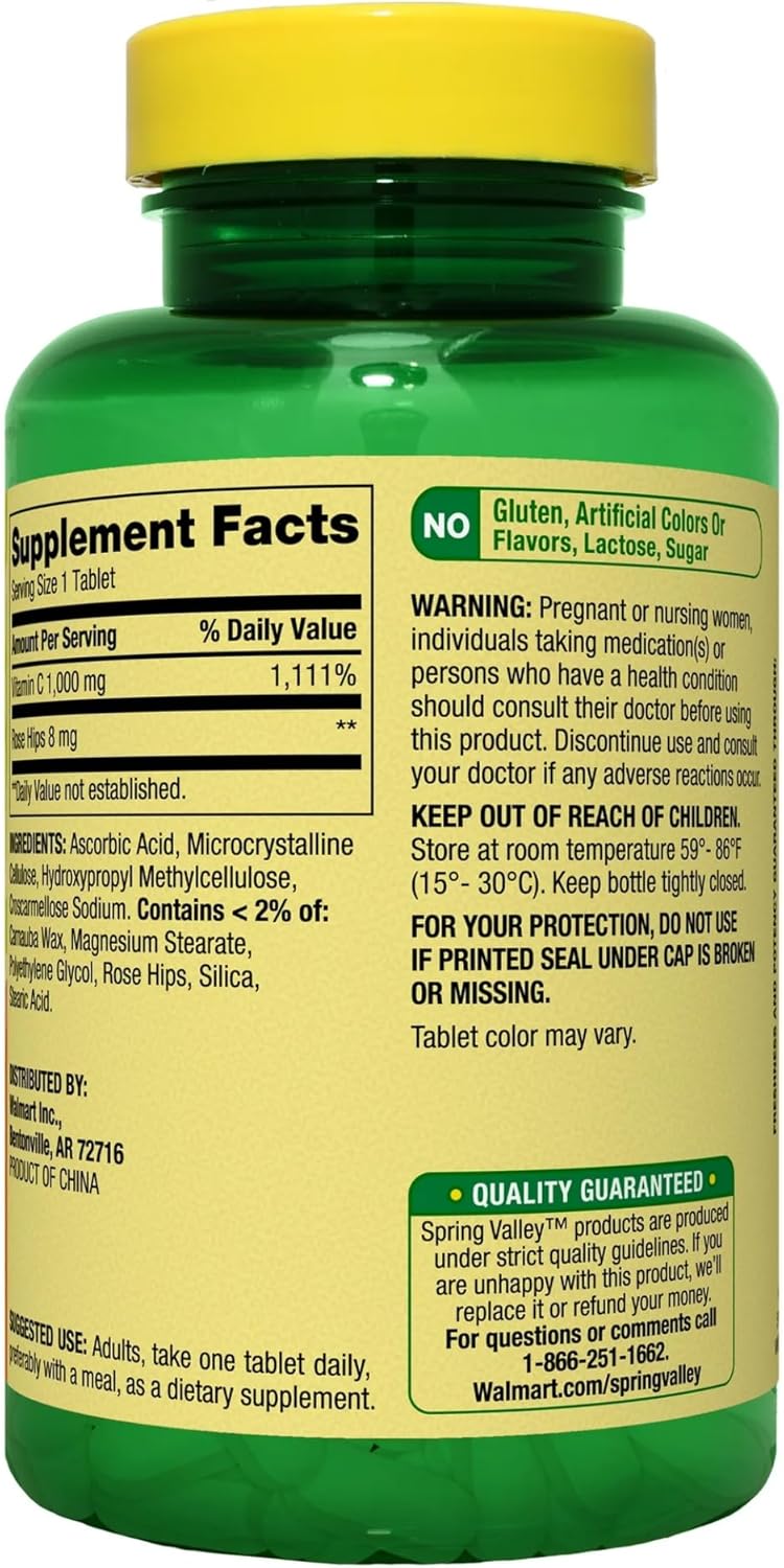 Spring Valley Vitamina C 1000 mg 100 Tabletas