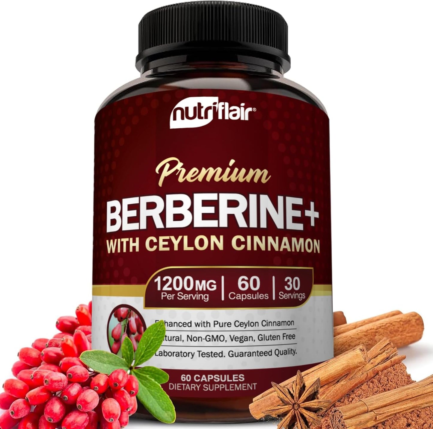 Berberine+ ceylon cinnamon 1200mg Nutriflair