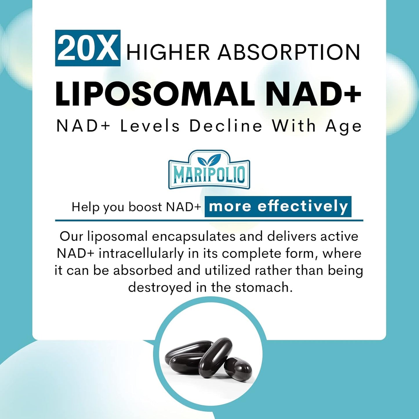 Liposomal NAD+ 1000 mg , 60 capsulas - MariPolio