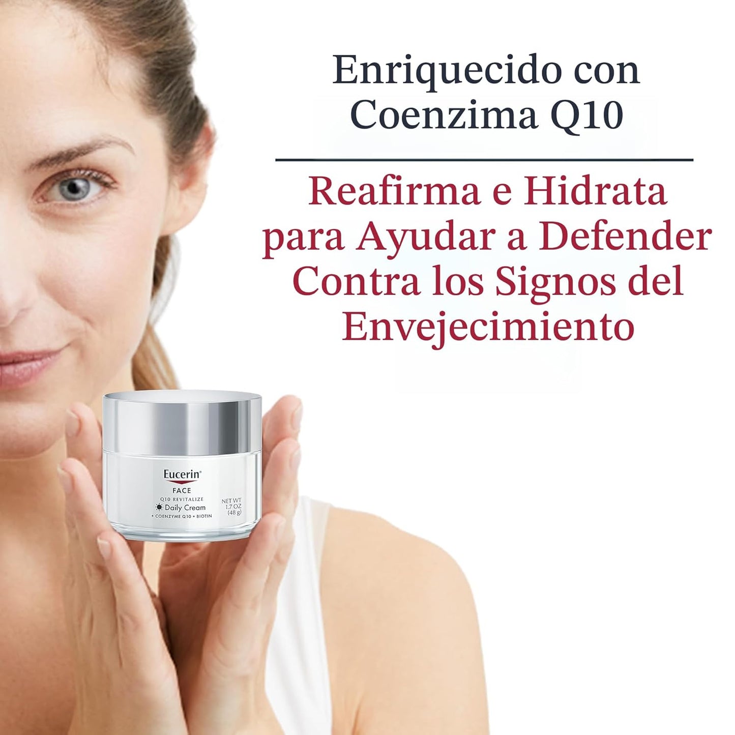 Crema Eucerin para piel sensible, para rostro, con Q10, antiarrugas, 48g