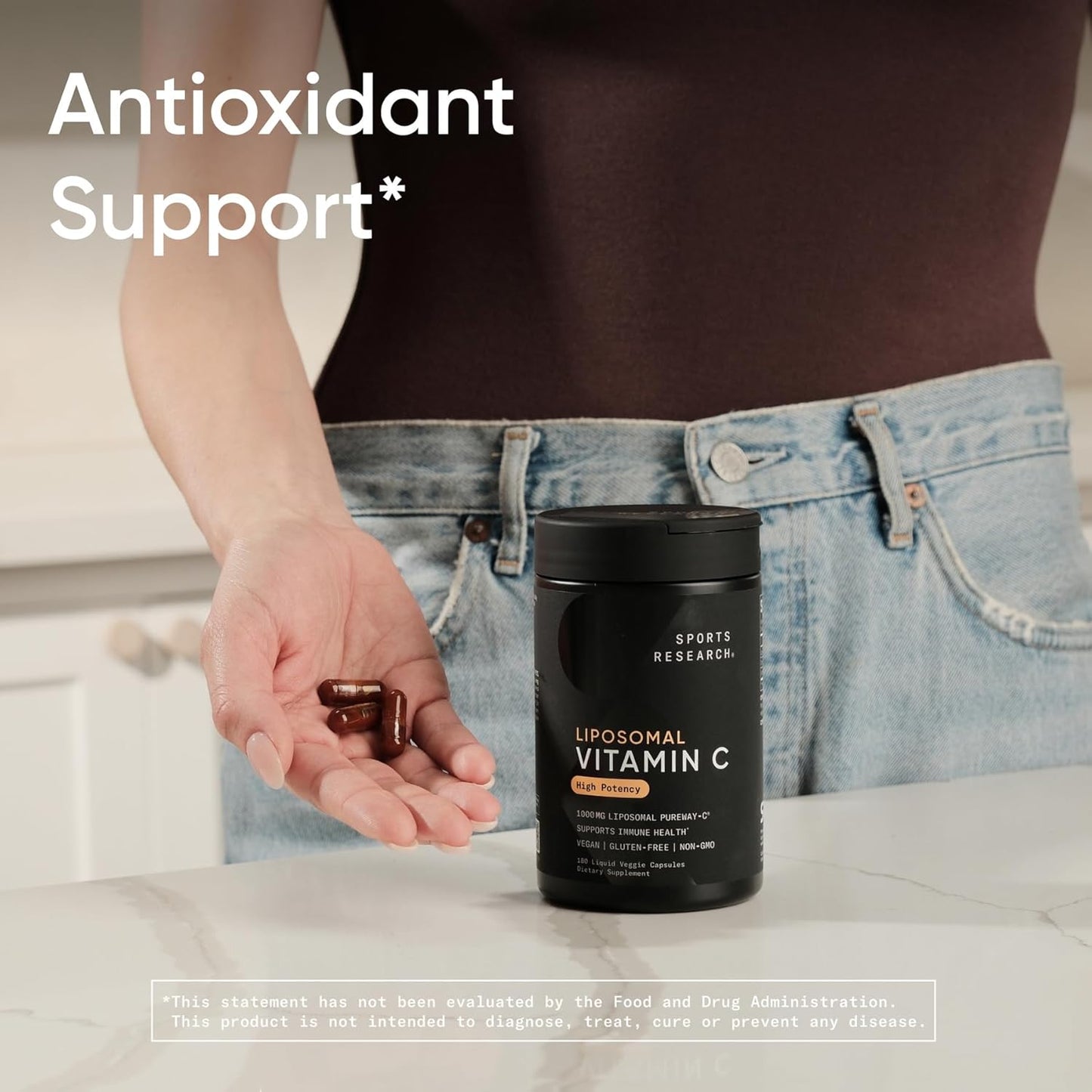 Sports Research Suplemento de vitamina C liposomal de alta potencia de 1000 mg 180 cápsulas