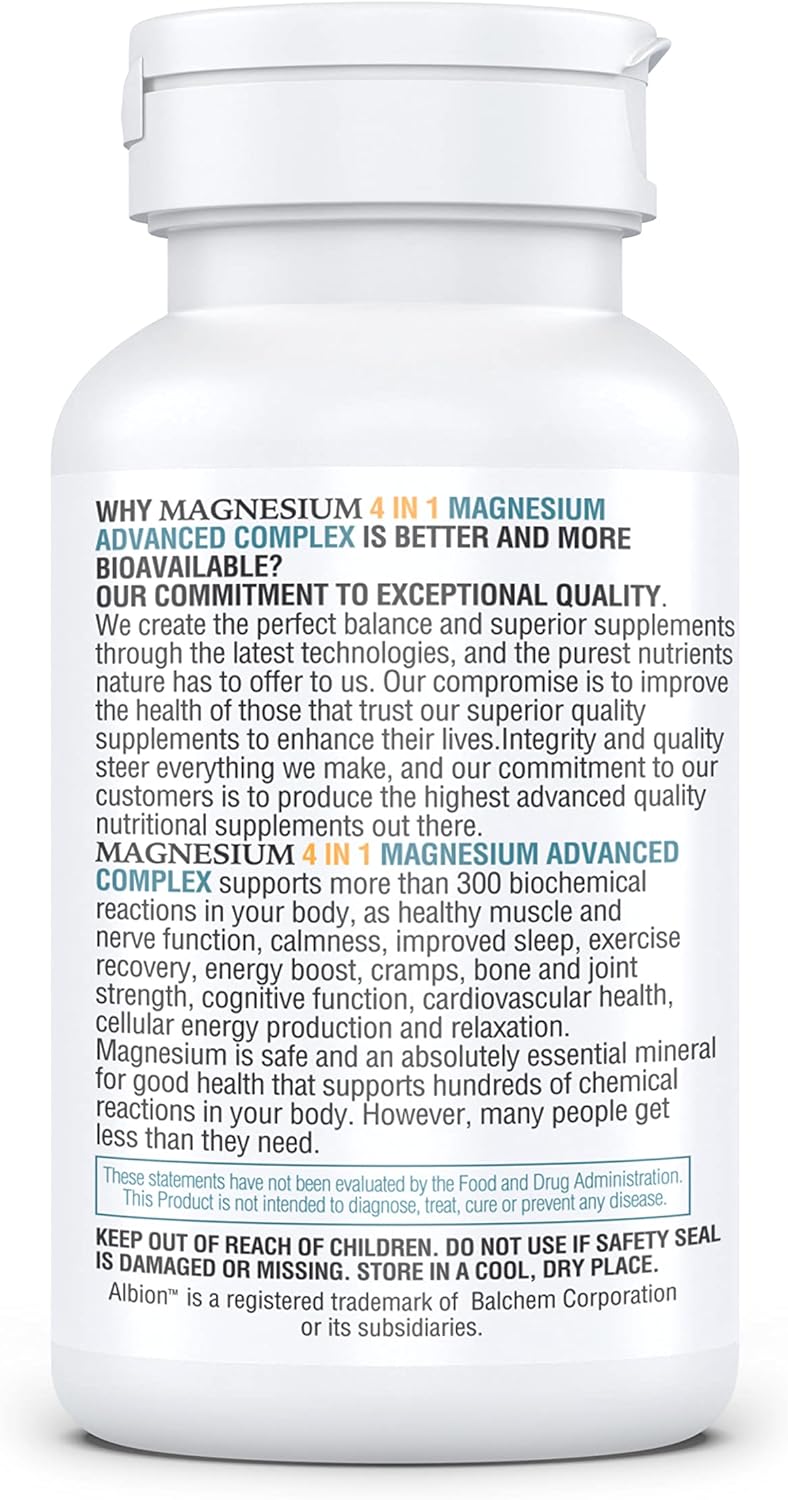 Kappa Nutrition Magnesio Advanced Complex  glicinato, bisglicinato, malato, zinc, vitamina D3 - 120 Cápsulas