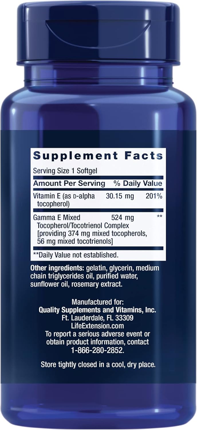Life Extension - Gamma E mixed tocopherols & tocotienols, 60 capsulas