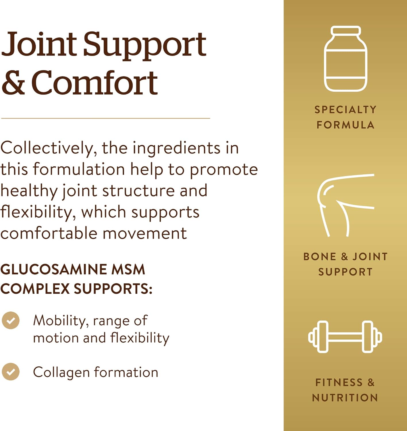 Solgar - Glucosamina MSM complex sin mariscos, 120 tabletas