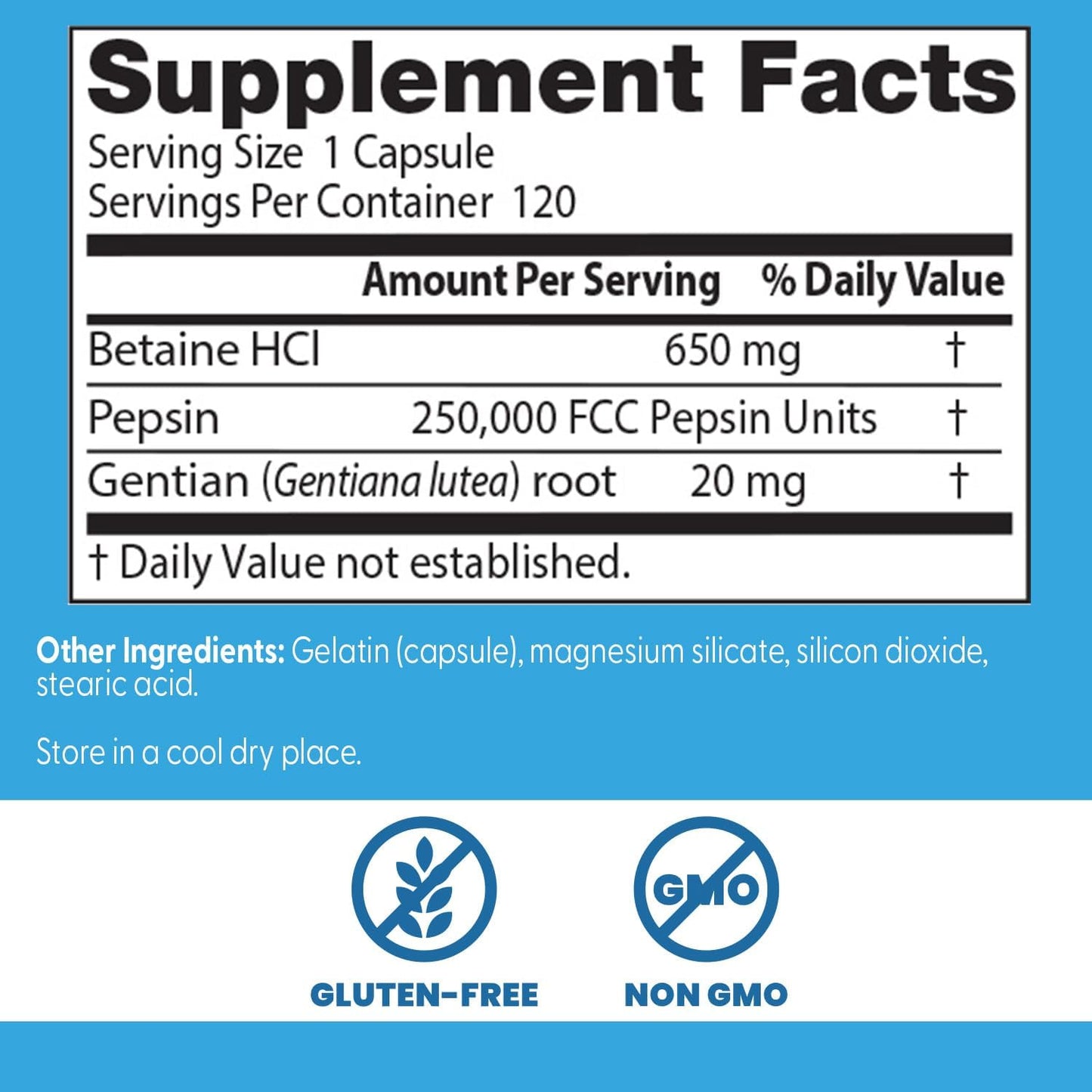 Doctor's Best- Betaine HCI Pepsin & Gentian Bitters, capsulas