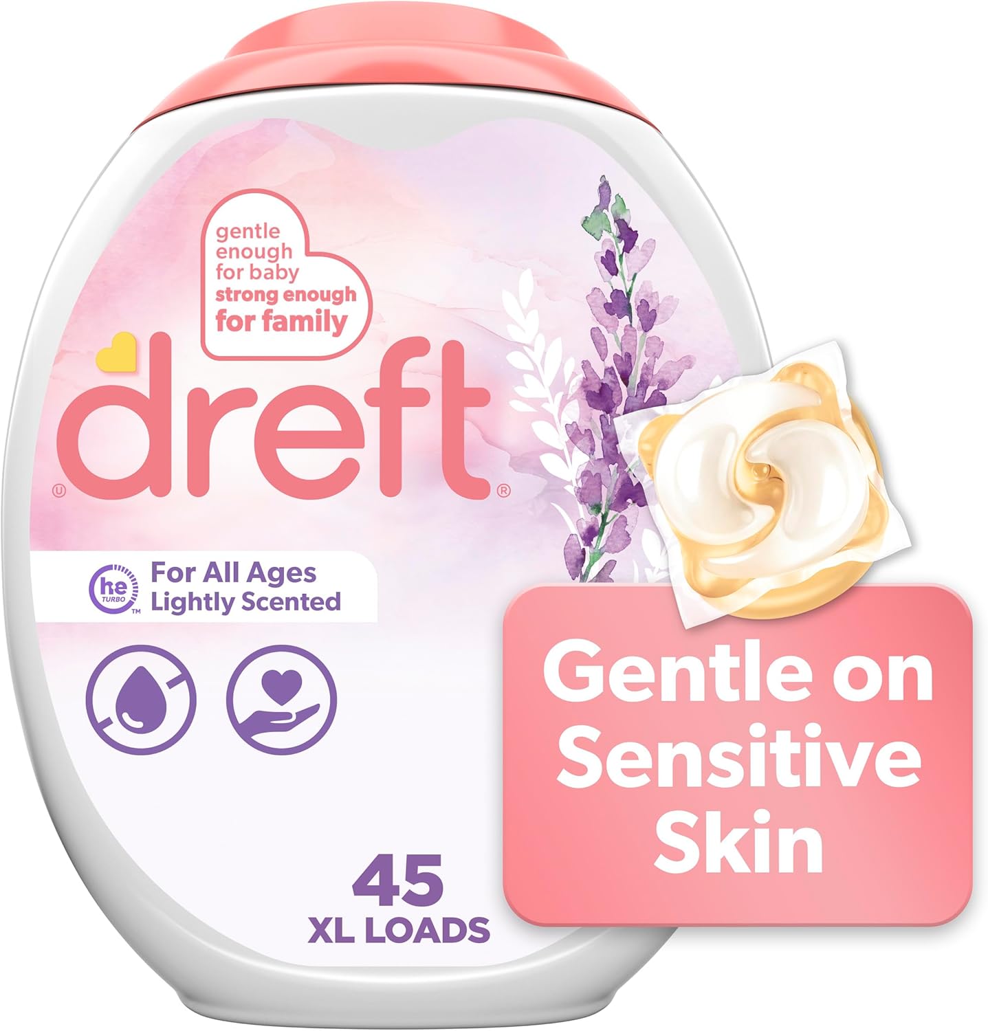 Detergente para ropa Dreft Baby, paquetes XL, 45 unidades