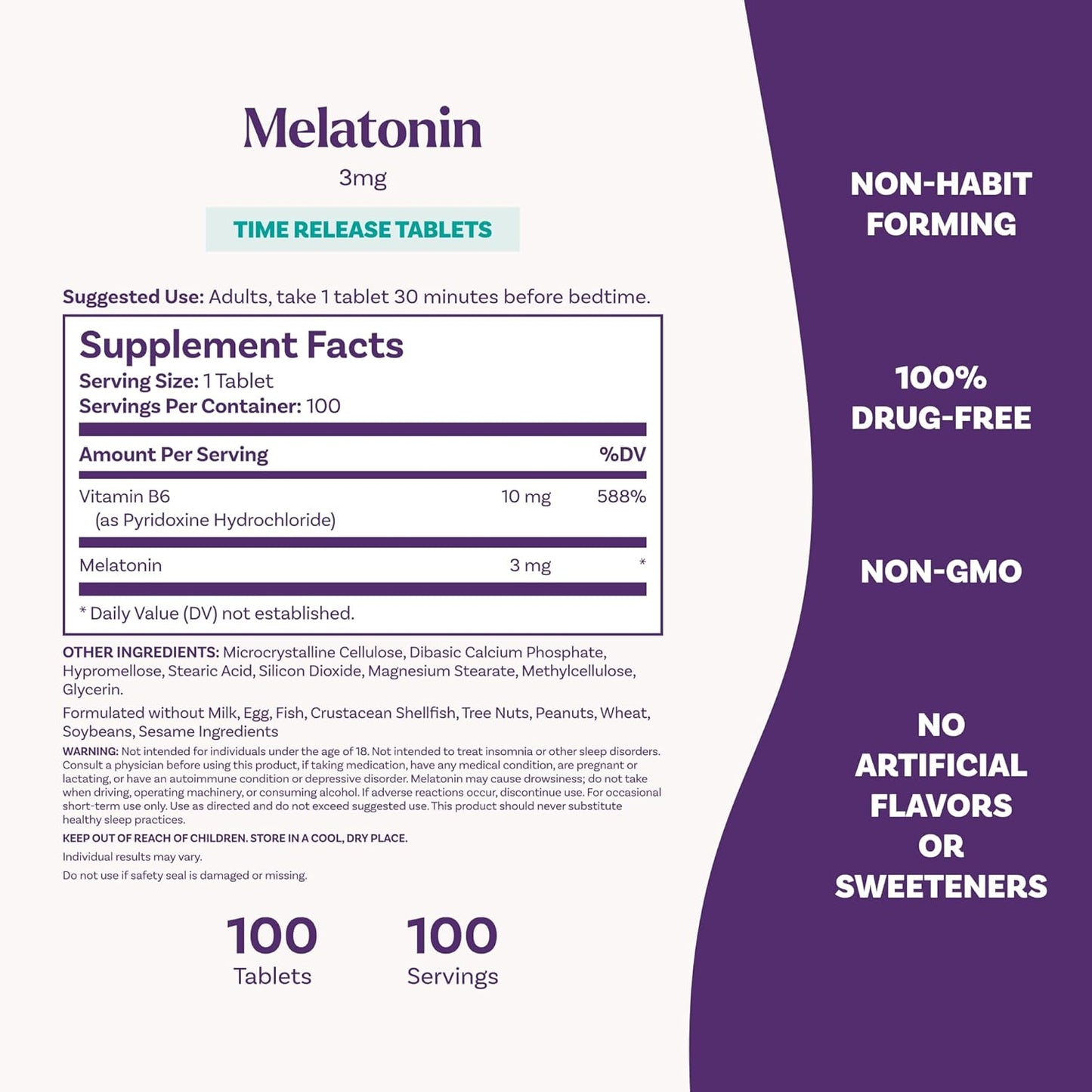 Natrol Sleep - Melatonina 3mg Time release, 100 tabletas sin sabor