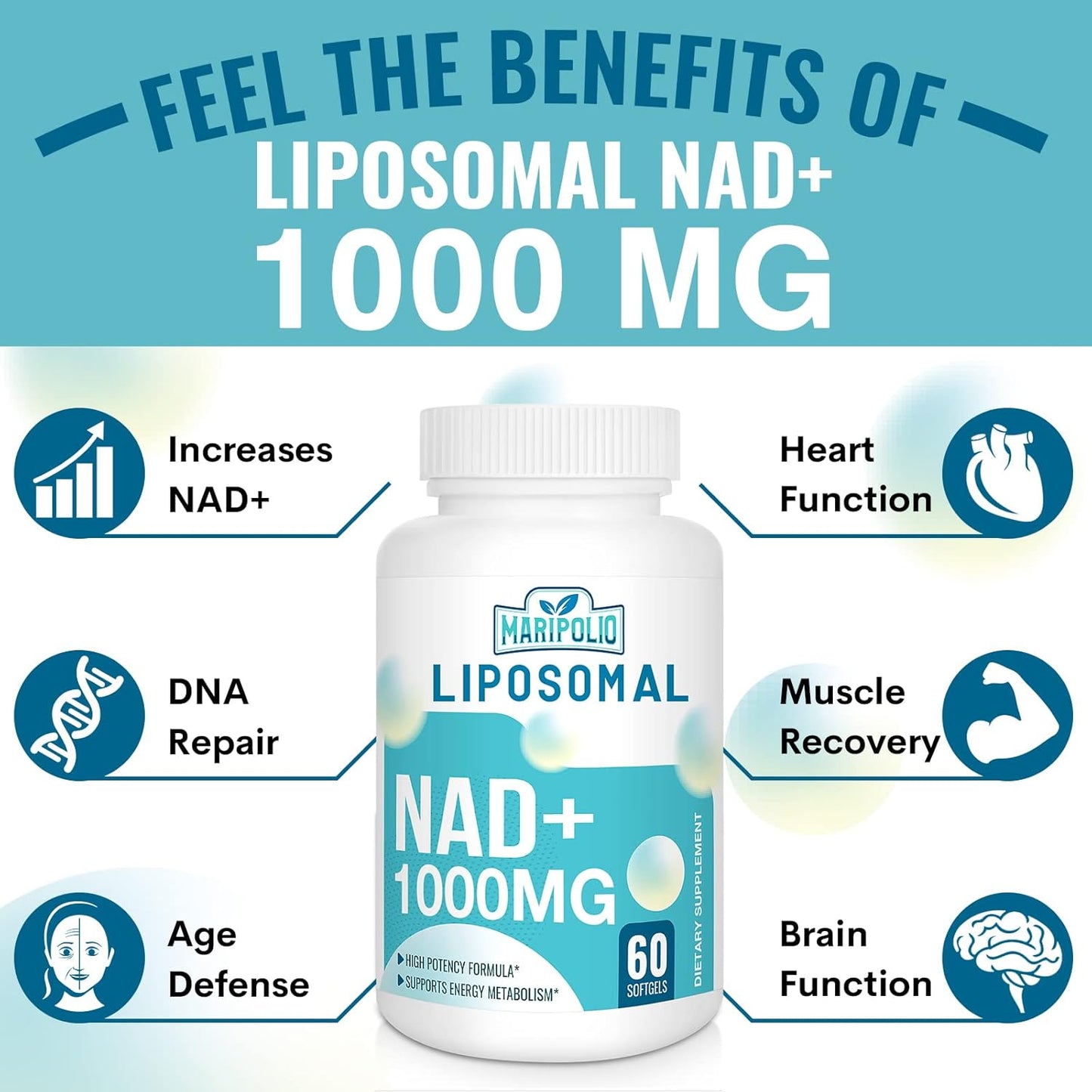 Liposomal NAD+ 1000 mg , 60 capsulas - MariPolio