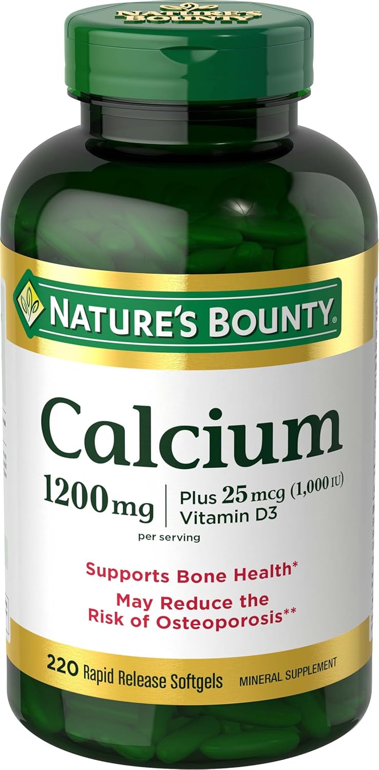 Natures Bounty - Calcium 1200mg plus 25mcg(1000IU), vitamina D3 - 220cápsulas blandas de liberación rápida