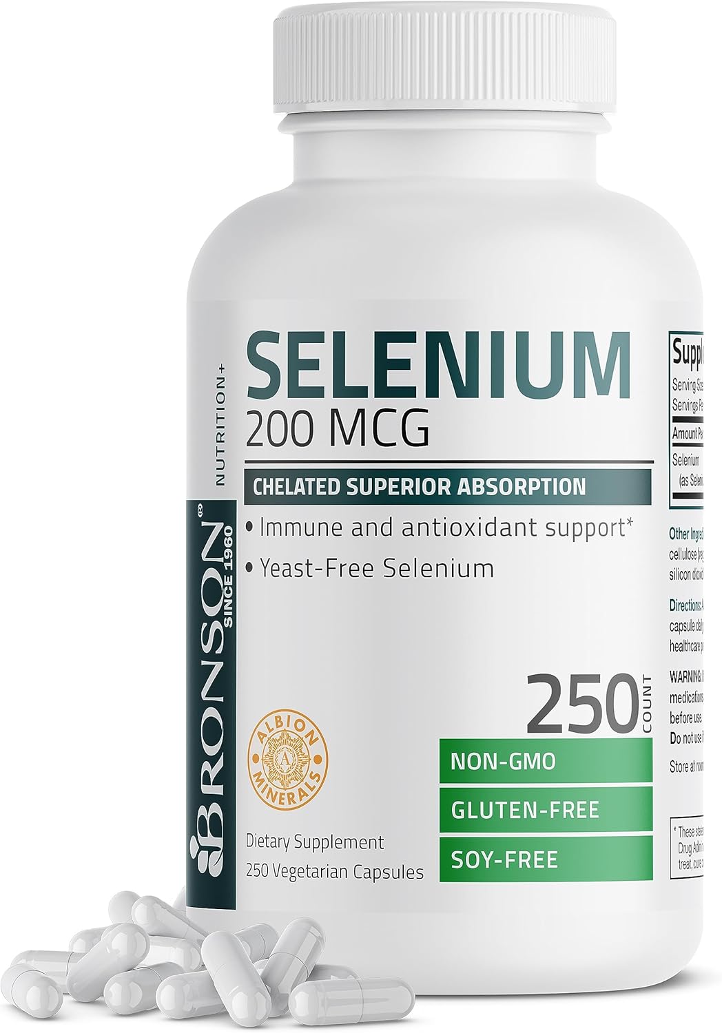 Bronson- Selenium 200mcg, 250 capsulas vegetarianas