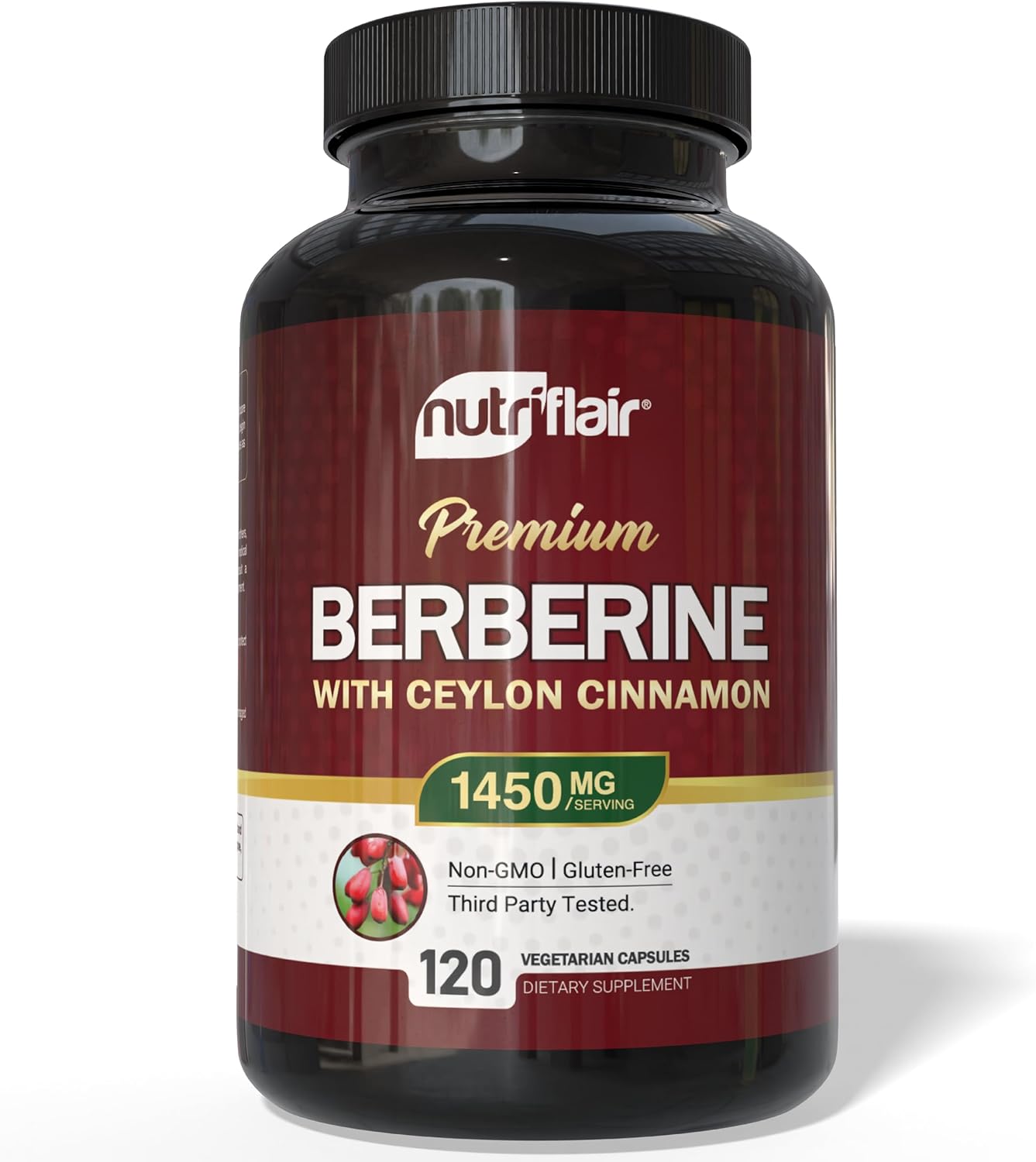 Nutriflair Premium - Berberine con Cylon Cinnamon 1450mg, 120 Capsulas