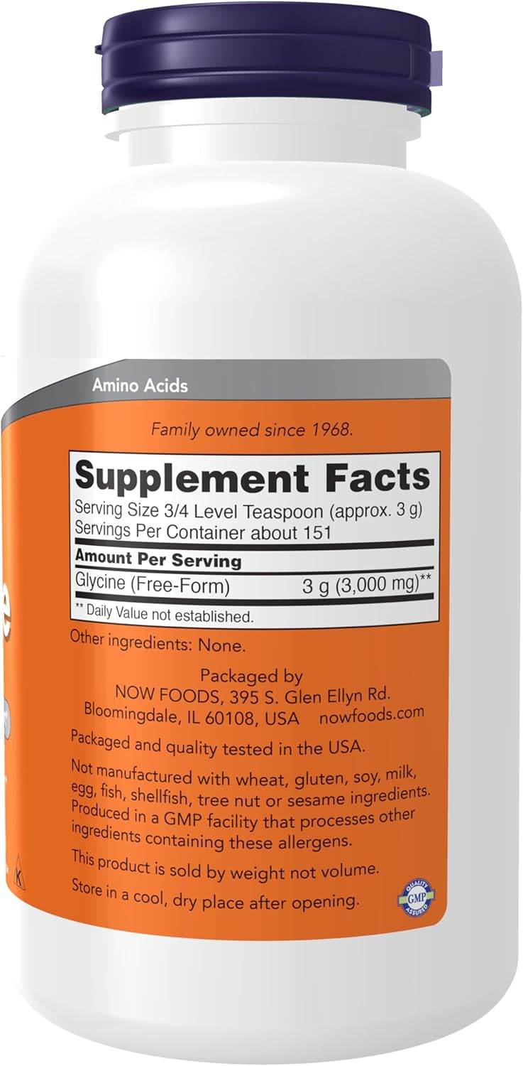 NOW GLYCINE PURA soporte de neurotransmisores 454gr