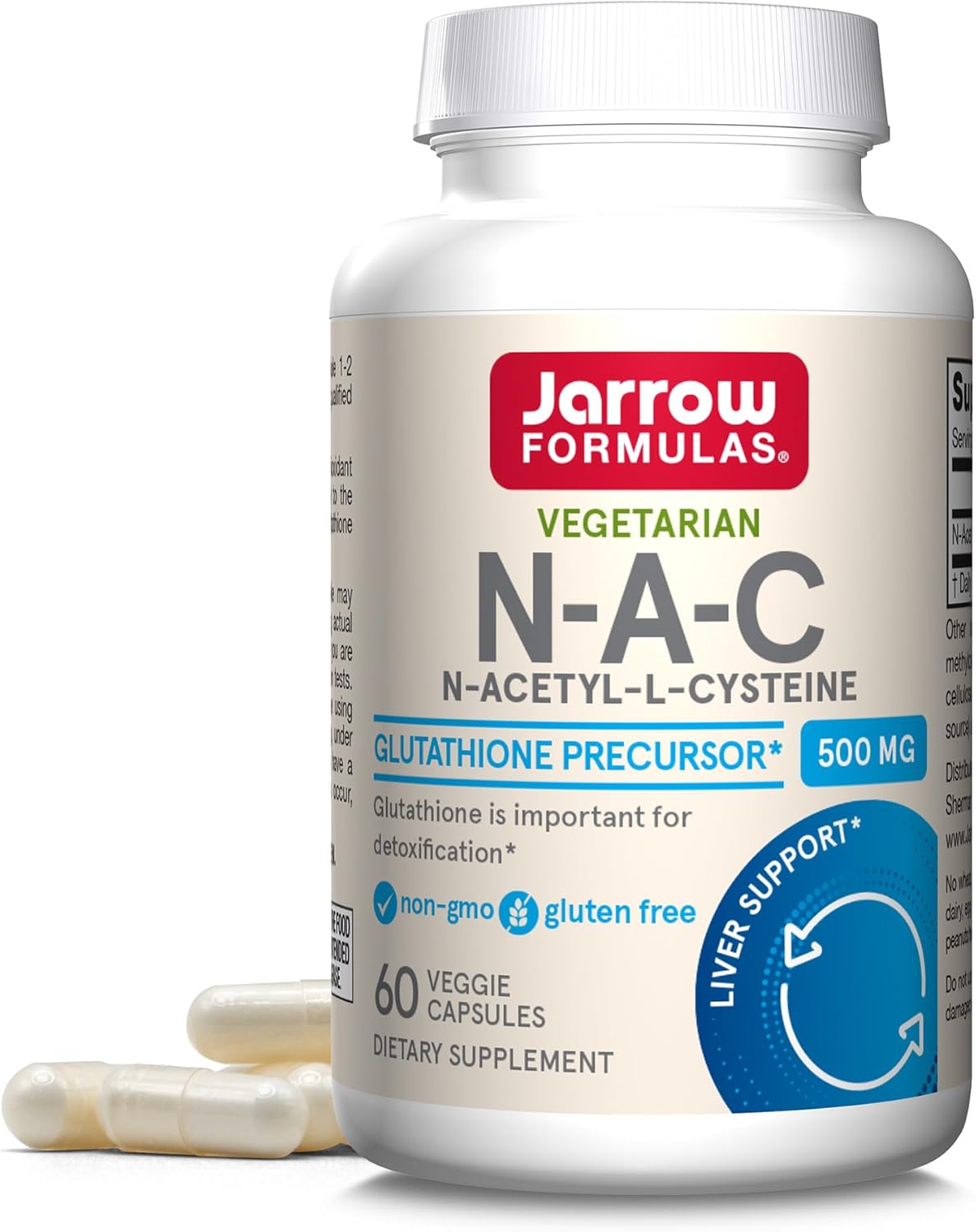 Jarrow Formula Vegetarianas- N-Acetyl L-cysteine(NAC) Glutathiones Precursor, 500mg - 60 capsulas