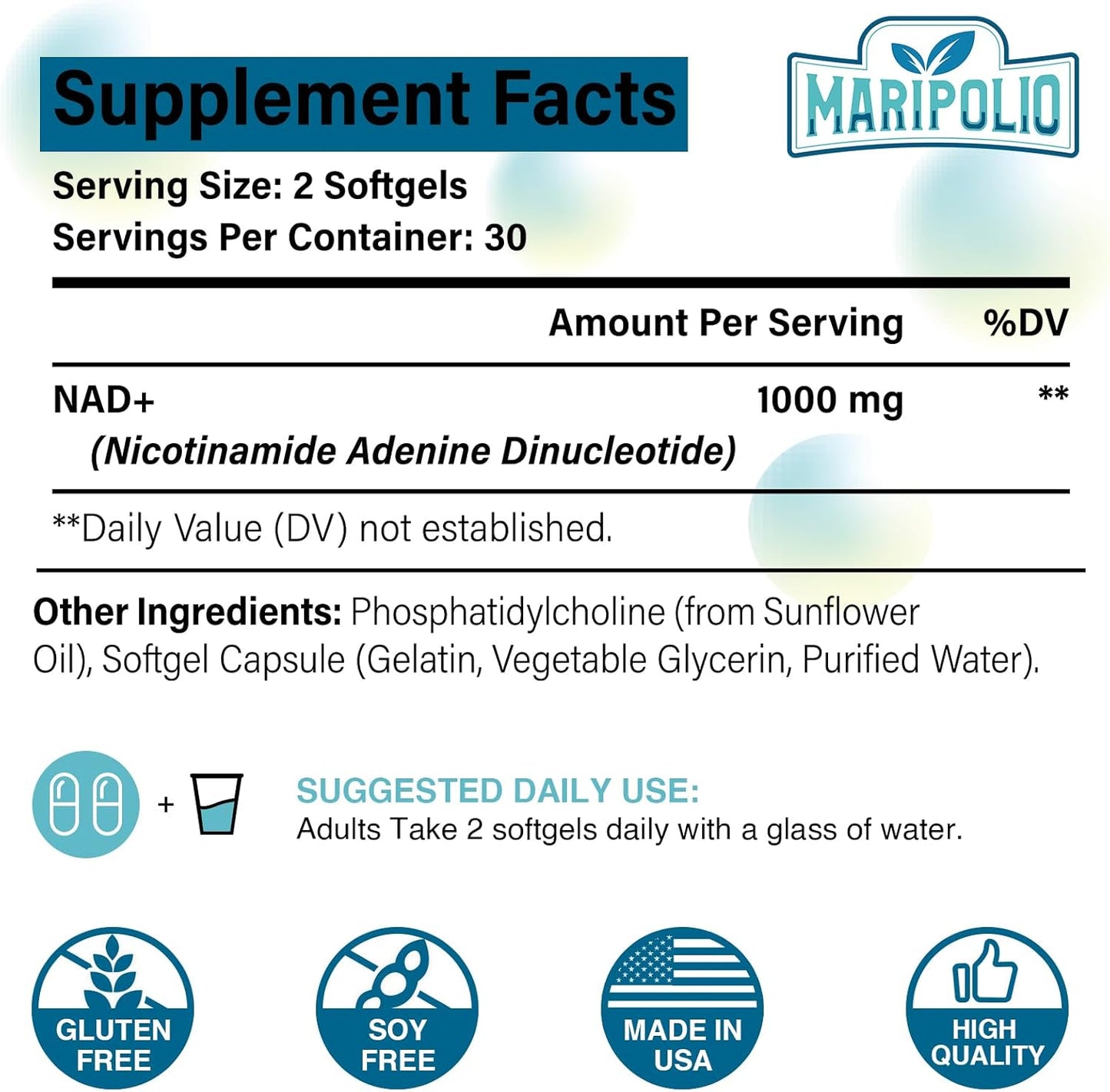 Liposomal NAD+ 1000 mg , 60 capsulas - MariPolio