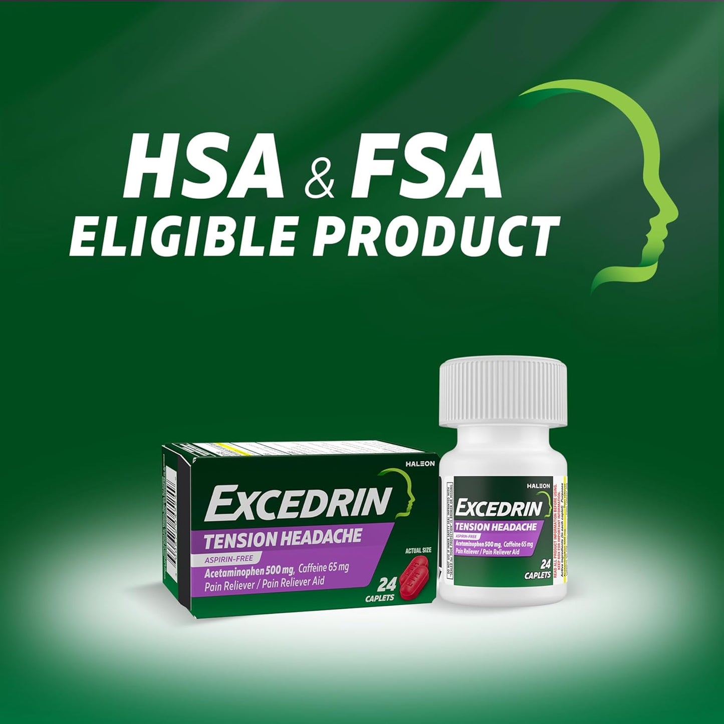 Excedrin Tension Headache- Aspirin free, acetaminophen 500mg y Cafeína 65mg - 100 tabletas