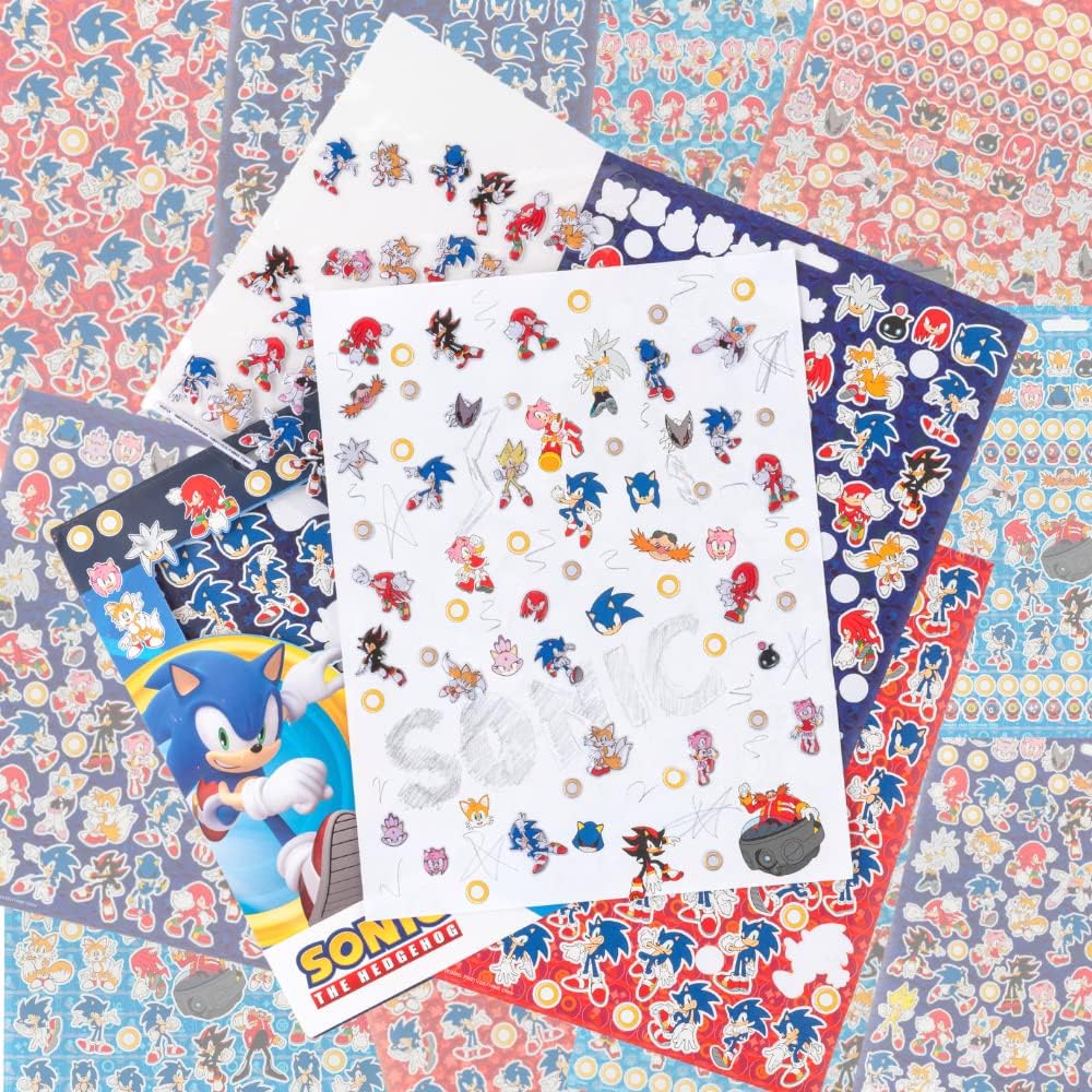 Juego de libros de pegatinas de Sonic - 14 hojas, más de 1200 pegatinas infladas