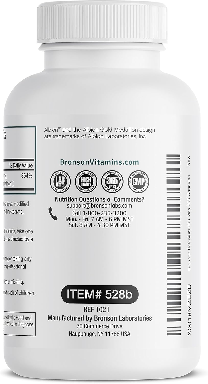 Bronson- Selenium 200mcg, 250 capsulas vegetarianas
