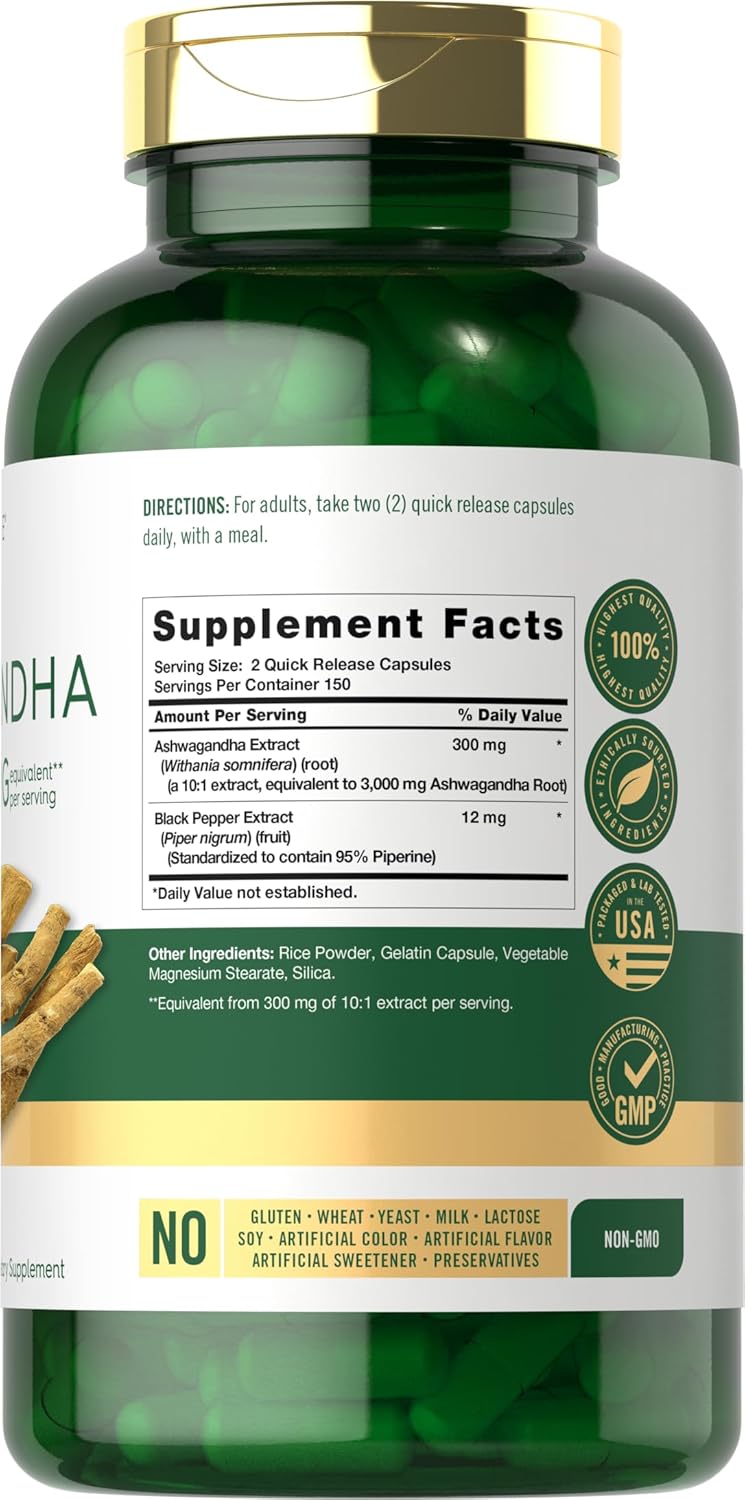 Carlyle Suplemento Ashwagandha de 3000 mg 300 cápsulas