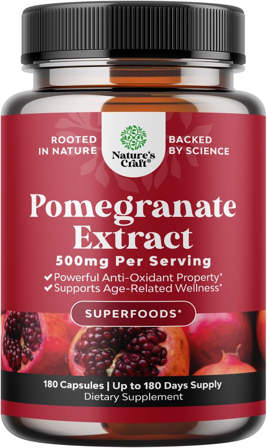 Nature´s Craft - Pomegranate Extract 500mg, 180 capsulas