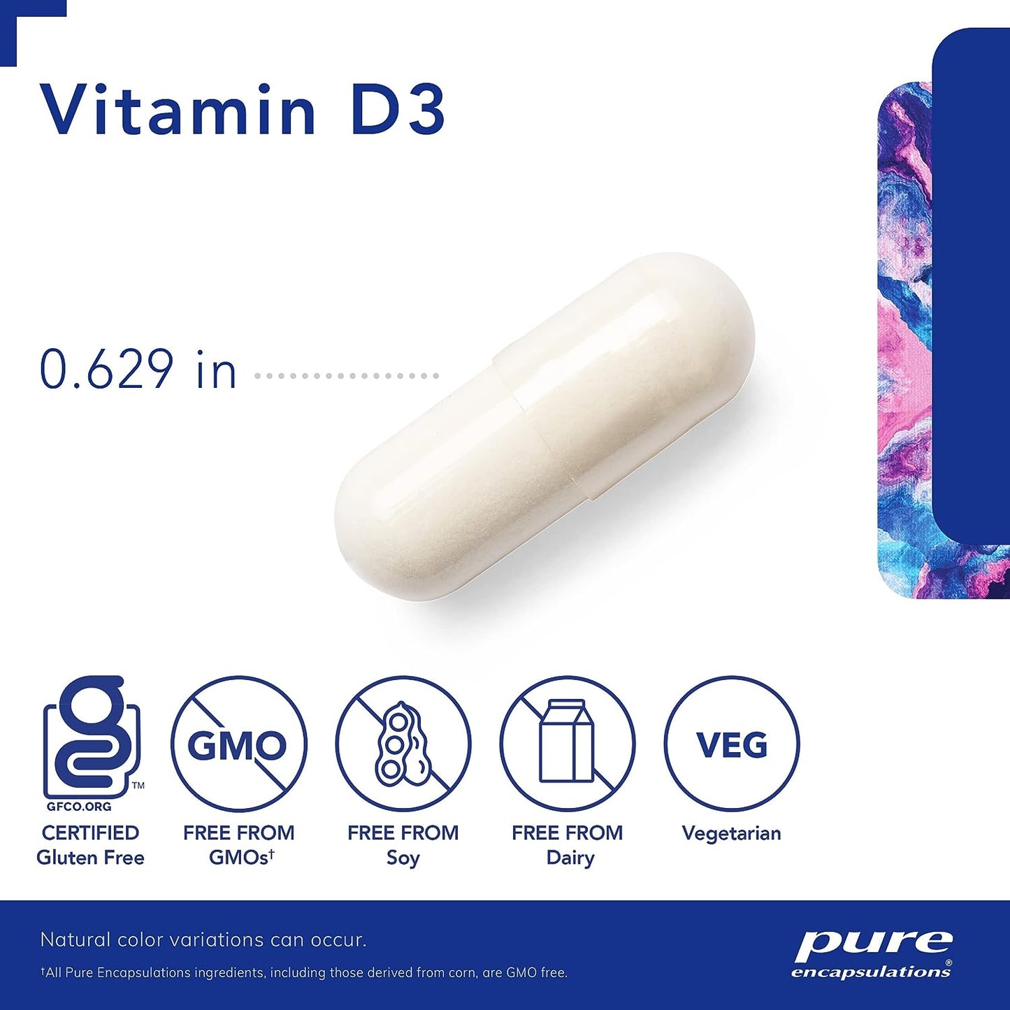 Pure Encapsulations - Vitamina D3 125 mcg (5000 IU) en Cápsulas