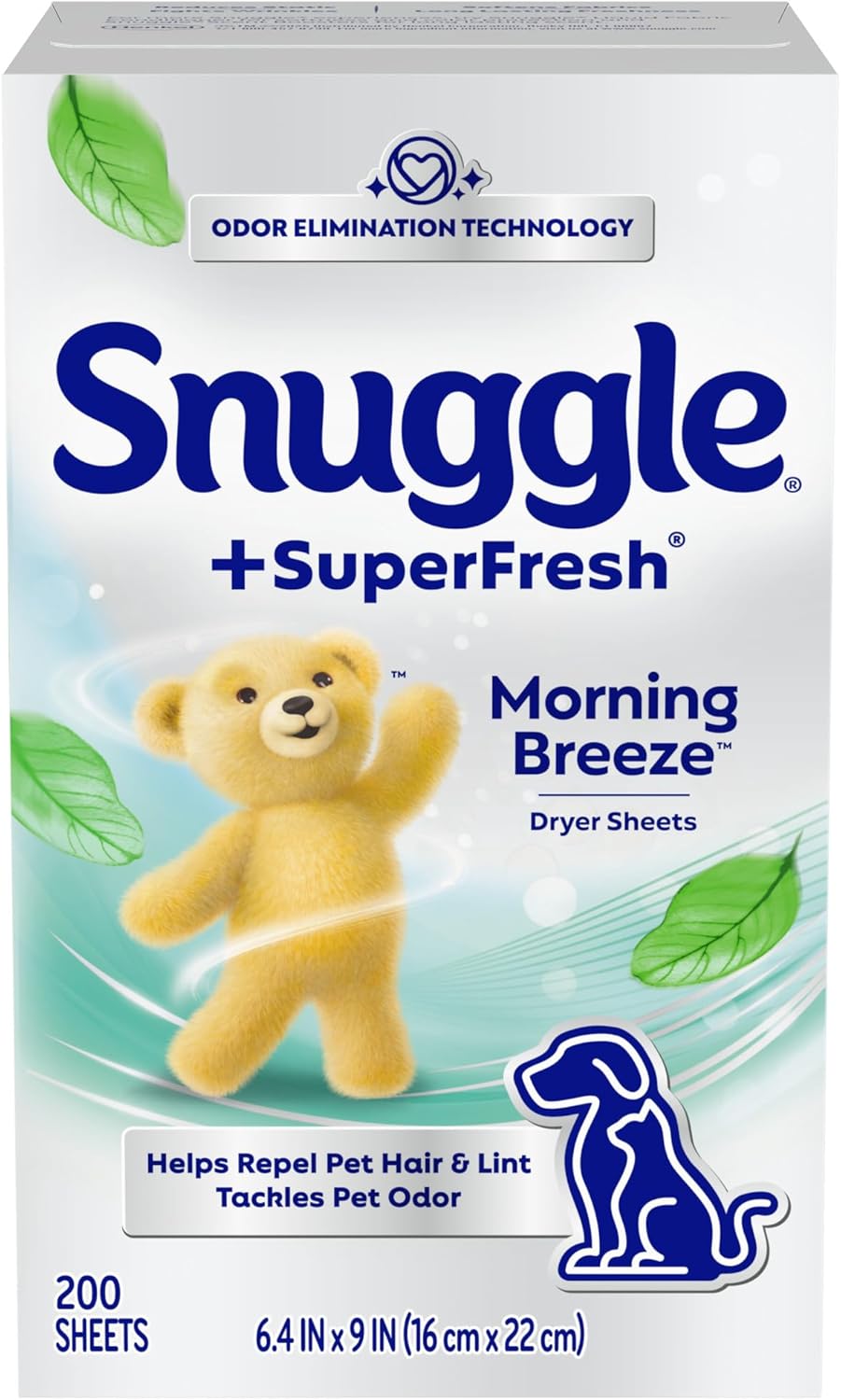 Snuggle Plus SuperFresh - Hojas para secadora suavizantes de tela con control estático y tecnología de eliminación de olores, original, 200 unidades